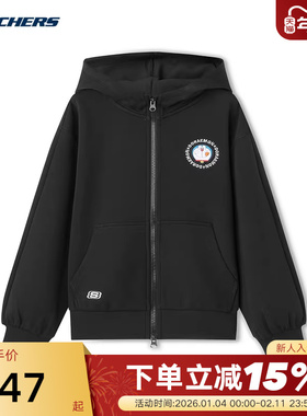 Skechers斯凯奇童装哆啦A梦联名儿童针织连帽外套L325K062/0018