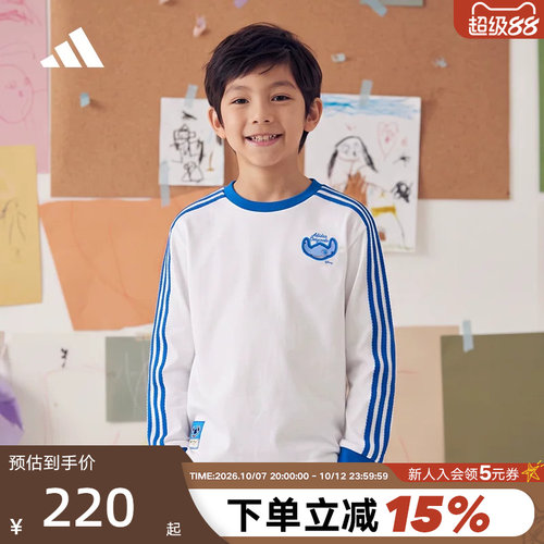 adidas阿迪达斯三叶草迪士尼史迪奇大童长袖棉质度假风T恤 KY1411