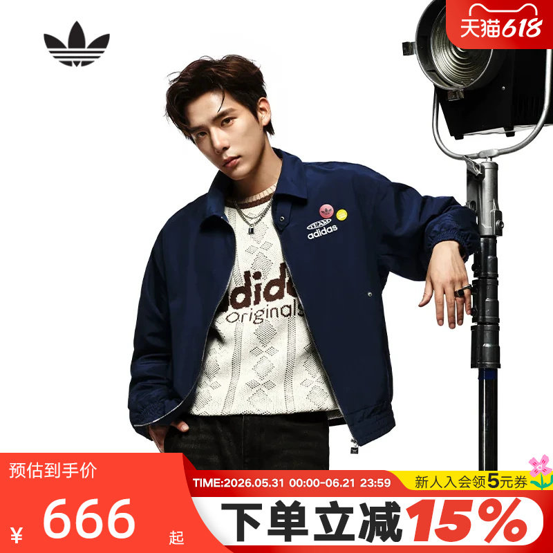 adidas阿迪达斯王安宇同款三叶草外套秋冬男梭织工装夹克KC0