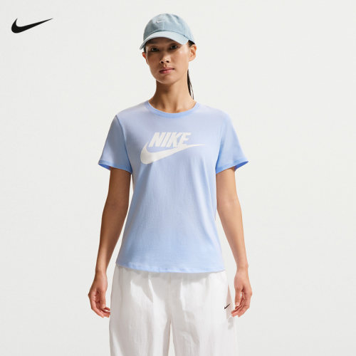 Nike耐克女子印花T恤夏新款宽松圆领棉质透气短袖上衣DX7907-407