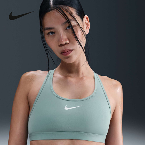 Nike耐克SWOOSH运动内衣女中强度支撑速干衬垫BRA胸衣DX6822-017