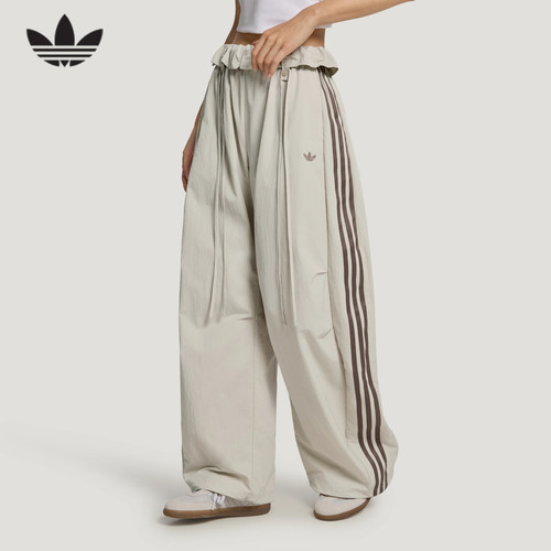 adidas阿迪达斯三叶草弯刀裤秋女梭织宽松棕BOTTOMS W长裤 LD6429