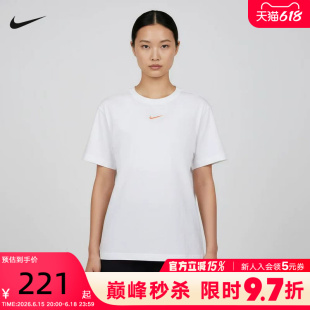 NIKE耐克26夏季女子印花短袖T恤棉质亲肤柔软宽松短袖IR7561-100