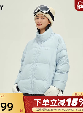 波尼PONY1972女款羽绒服冬粉蓝色户外休闲羽绒服 243W2OF30PB