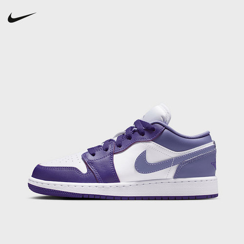 Nike耐克AJ1女鞋Air Jordan 1白紫色复古板鞋童篮球鞋553560-551