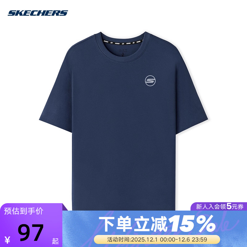 Skechers斯凯奇25夏男子运动短袖圆领宽松T恤衫 P225M151/02MZ