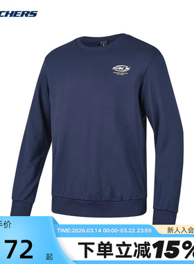 Skechers斯凯奇男女同款印花logo针织运动套头卫衣P424U043/002Z