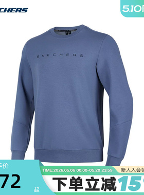 Skechers斯凯奇春男简约针织套头圆领长袖卫衣P125M027/0479