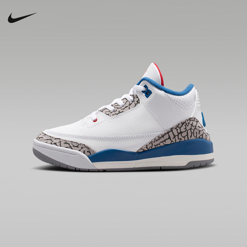 Nike耐克AJ3童鞋Air Jordan 3白蓝中帮休闲运动篮球鞋DM0966-104