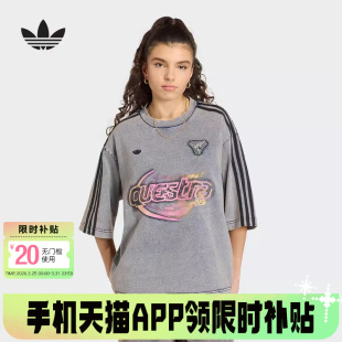 KZ5012 T恤 adidas阿迪达斯三叶草棉质牛仔布大号半袖 丝印图案短袖