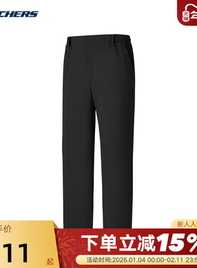 Skechers斯凯奇男士加绒舒适休闲运动阔腿直筒长裤P325M116/0018