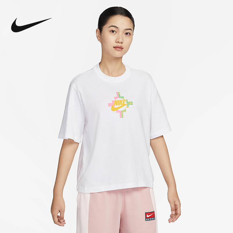 Nike耐克女装短袖夏季新款运动服宽松圆领半袖T恤FB8210-100