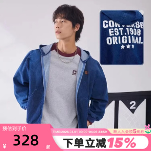 Converse匡威26春季 连帽印花宽松牛仔夹克男外套 MCJ411 UHA 新品