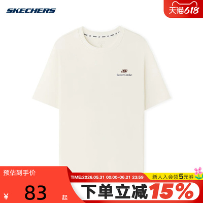 Skechers斯凯奇夏季男女同款运动休闲针织短袖T恤 L225U117/0074