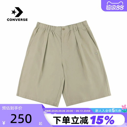 Converse匡威2026秋男梭织短裤宽松舒适运动休闲五分裤MCK063-J3W
