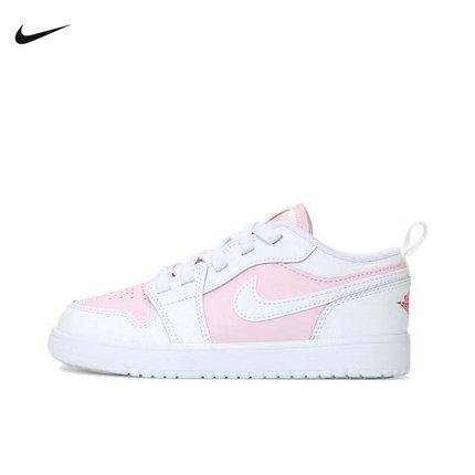 NIKE耐克男女童鞋AIR JORDAN 1 AJ1白粉低帮运动休闲鞋DR9748-608