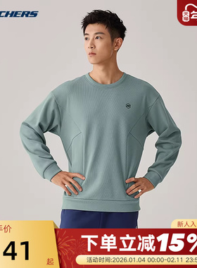 Skechers斯凯奇男子秋冬季保暖卫衣针织圆领套头衫 P425M093/0463