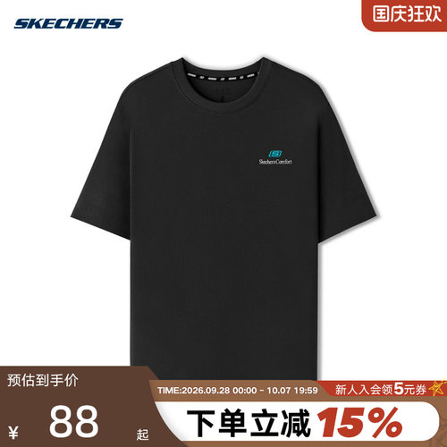 Skechers斯凯奇夏季男女同款运动休闲针织短袖T恤 L225U117/0018