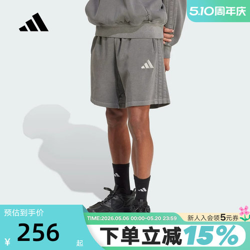adidas阿迪达斯牛仔风格五分裤2026夏男宽松中裤针织短裤 JN0607
