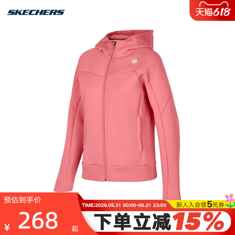Skechers斯凯奇冬女拉链开衫风帽衫连帽外套 P424W002/04RQ