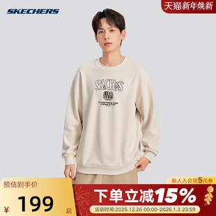 斯凯奇26春男女休闲卫衣舒适宽松运动保暖套头衫 001J L325U086