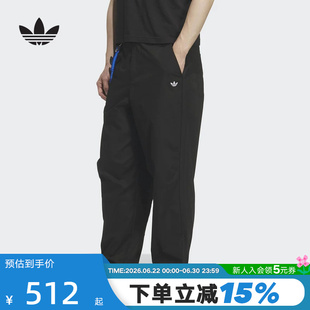 adidas阿迪达斯三叶草黑色简约运动裤2026夏男梭织长裤 KT3043