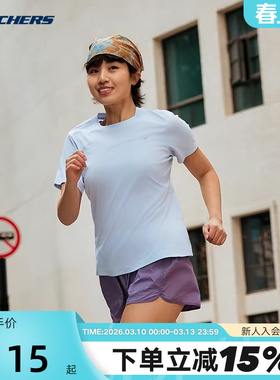 Skechers斯凯奇2026夏新品女运动休闲短袖舒适圆领套头衫P226W175