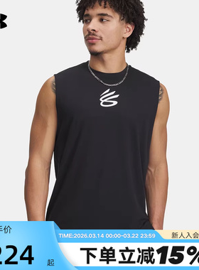 安德玛UA春夏男子库里Curry篮球训练休闲运动无袖T恤1390352-001