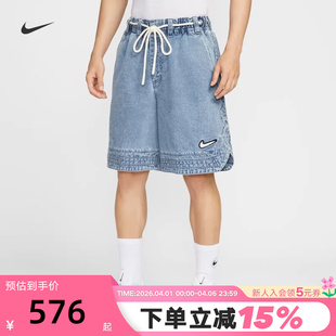 HV1914 Nike耐克男短裤 436 刺绣五分裤 运动宽松复古牛仔裤 夏季 新款