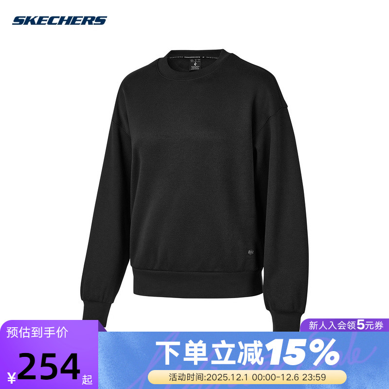 Skechers斯凯奇秋冬女子保暖针织套头衫圆领卫衣 P424W010/0018