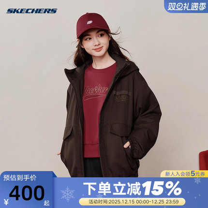 Skechers斯凯奇26新年款男女同款秋冬宽松棉服外套 L126U002/05U5