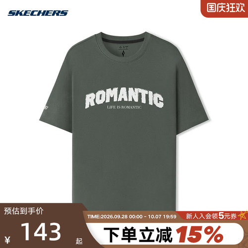 Skechers斯凯奇26夏男女同款运动短袖时尚休闲复古T恤衫 L226U016
