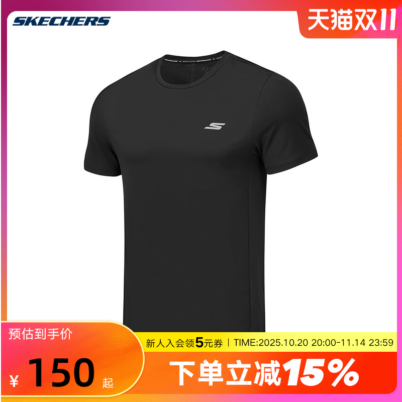 Skechers斯凯奇25夏季男士舒适休闲针织短袖T恤衫 P325M042/0018