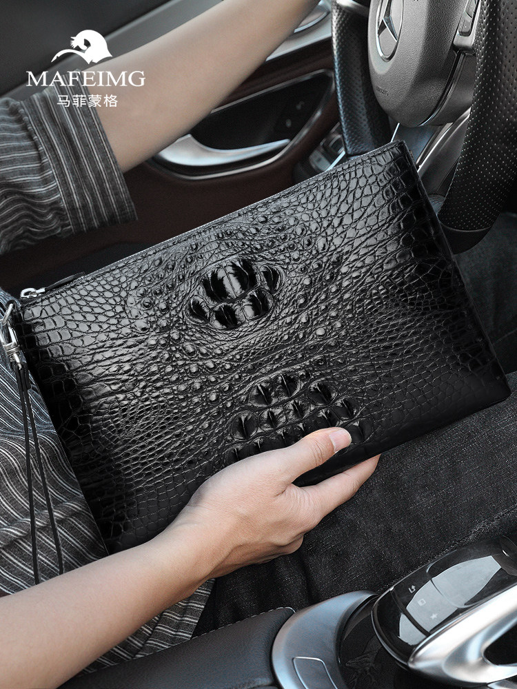 Crocodile leather handbag men's genuine leather 2022 new clutch bag men's bag light luxury large capacity underarm envelope bag