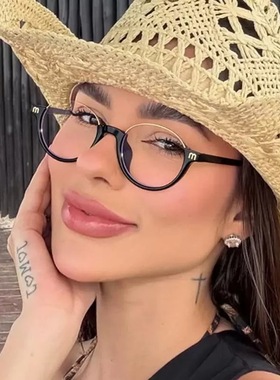 2026新款欧美复古黑色眼镜女半框素颜显瘦书呆子街拍凹造型太阳镜