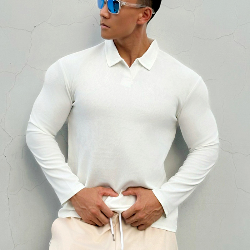 长袖T恤衫新中式亨利领POLO