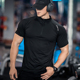 美式 弹力速干跑步训练健身衣 口夏季 潮牌半拉链运动短袖 男T恤收袖