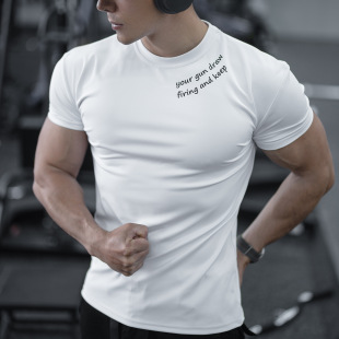 口冰感印花跑步训练健身上衣 圆领速干弹力收袖 运动短袖 男T恤夏季