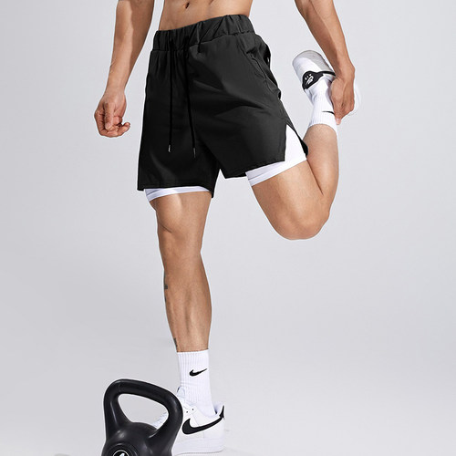 男士运动短裤速干双层健身裤