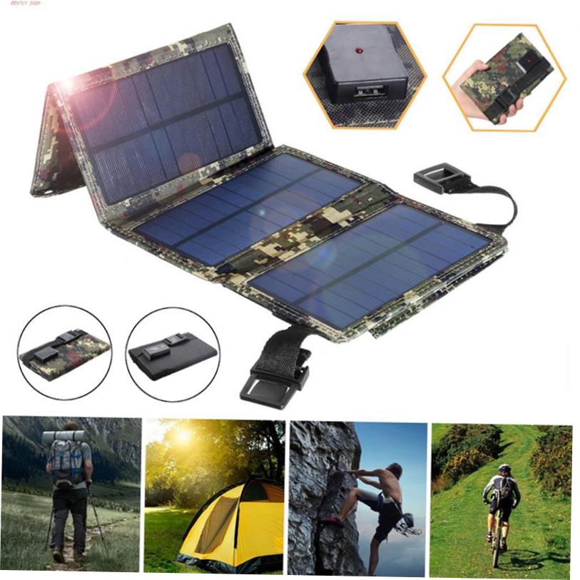 Portable Folding USB 5V Solar panel power bank Charger-封面