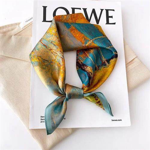 Scarf 100% Silk Bandana Women Square Scarves Wrap Kerchief M