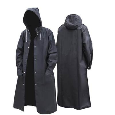 Black Fashion Adult Waterproof Long Raincoat Women Men Rain