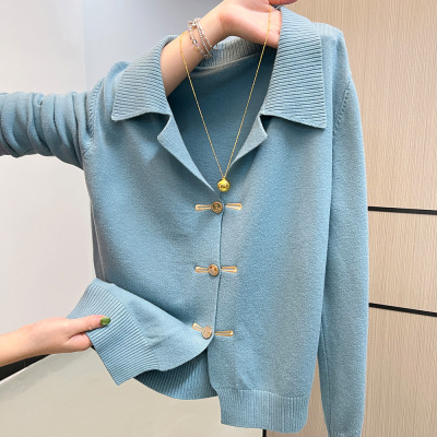 实拍！实拍！大货已出有大图！2025秋冬孔雀蓝针织开衫小香风毛衣