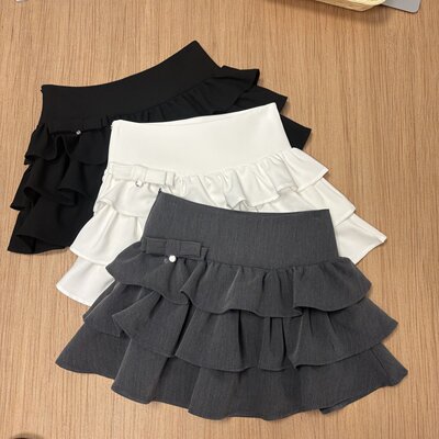 实拍 春季新款2026韩版质感短款蛋糕短裙百搭显瘦减龄蓬蓬半身裙