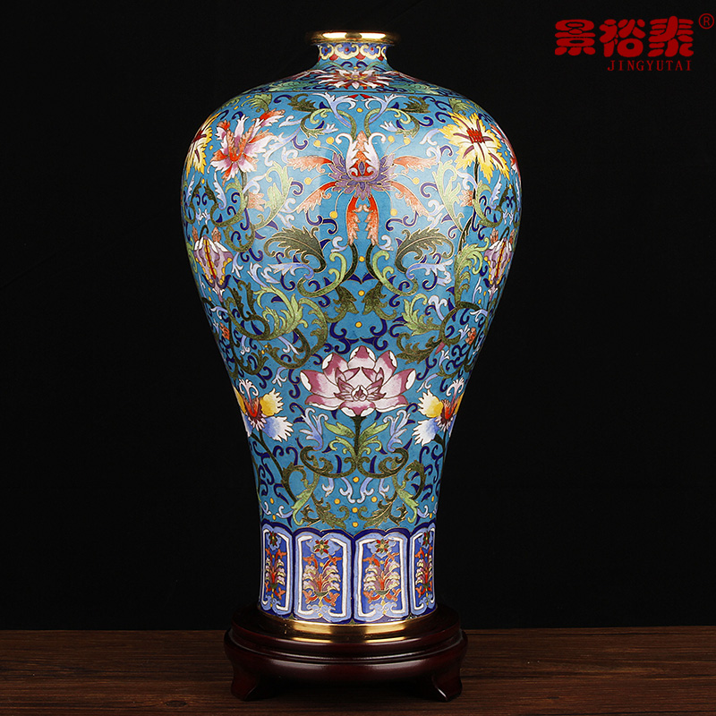 正宗北京特色礼品 缠枝莲纹 景泰蓝梅瓶