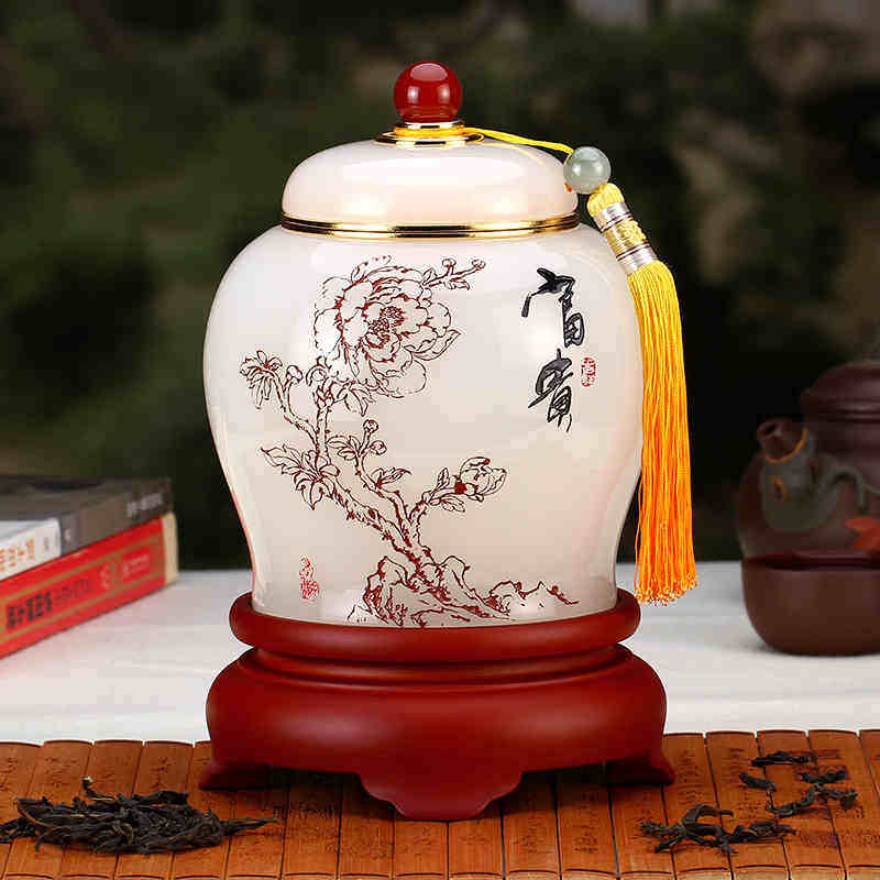 琉璃玉石国潮茶叶罐高档储存茶罐密封茶室茶馆开业送礼物品家用