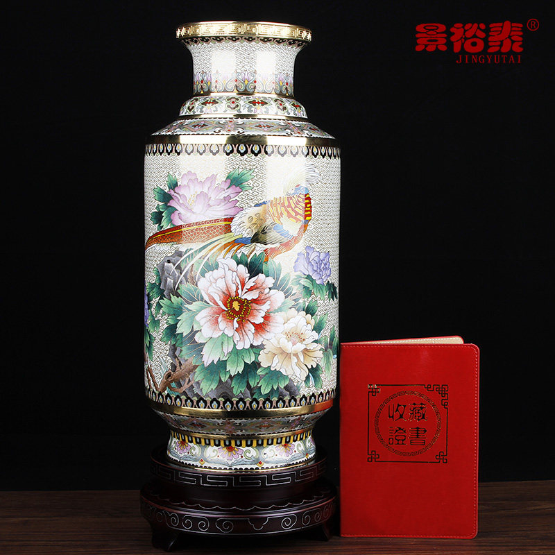 景泰蓝大花瓶丹国绣锦中式家居客厅装饰摆件外事礼品祝寿生日礼物