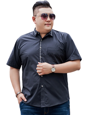 毕蒙特大号男士短袖衬衫夏季商务宽松翻领衬衣胖子加肥加大半袖衫