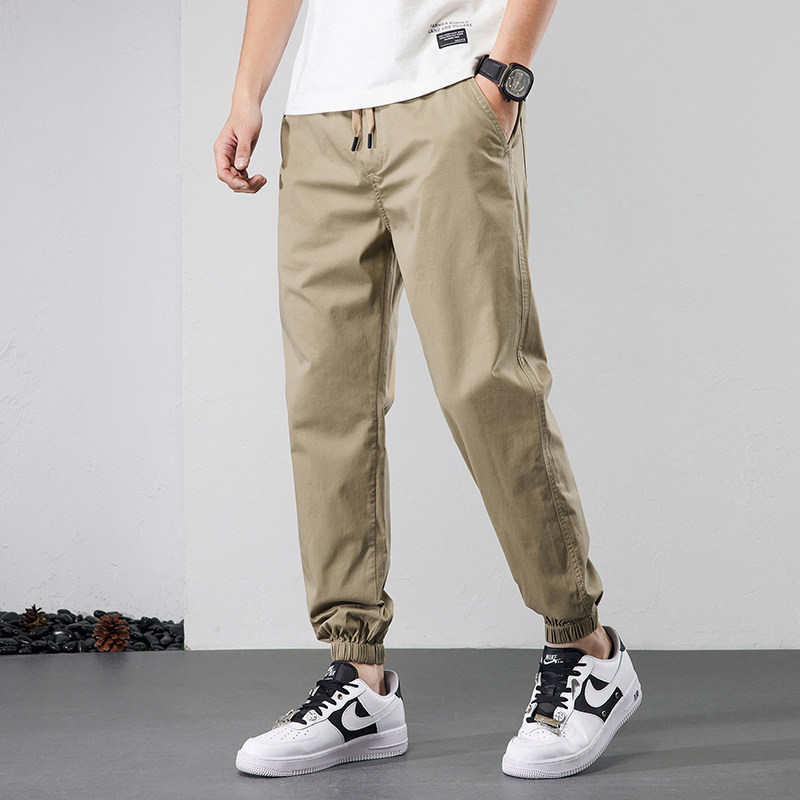 毕蒙松紧腰弹力裤男款加肥加大休闲肥佬小脚哈伦裤肥佬耐磨工作裤