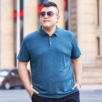 Bimeng Fat Man Men's Clothing, overweight, loose short-sleeved ice silk polo shirt, summer business casual lapel T-shirt, Dad T-shirt thumbnail 3